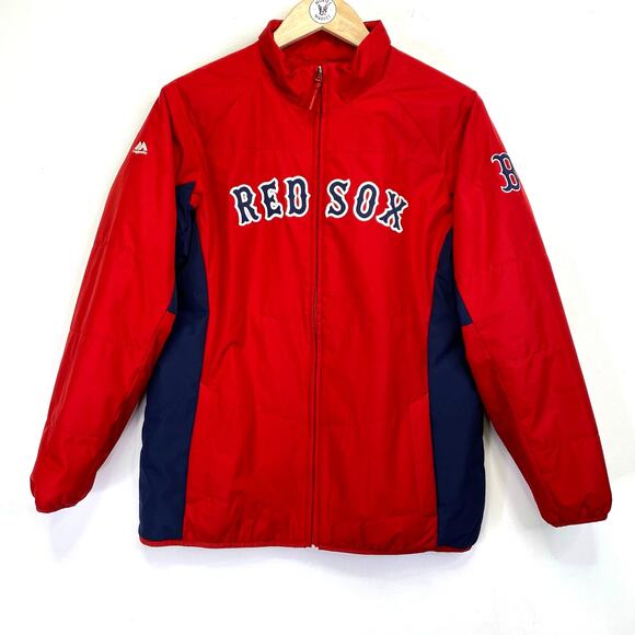 Majestic Boston Red Sox Jacket Mens L Authentic MLB Baseball Fan Fleece Lined - Picture 1 of 12